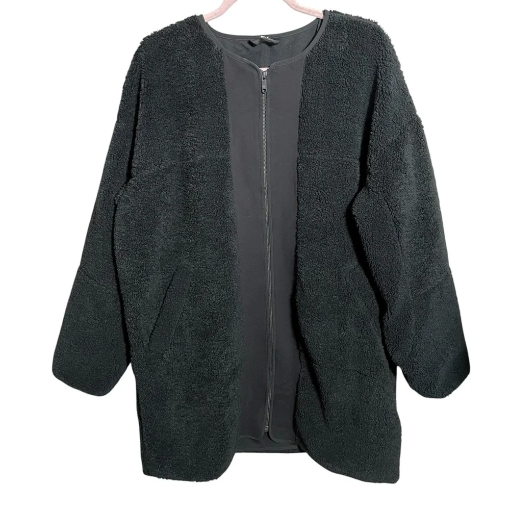 Lululemon Collarless Textured Fleece Full Zip Jacket Black